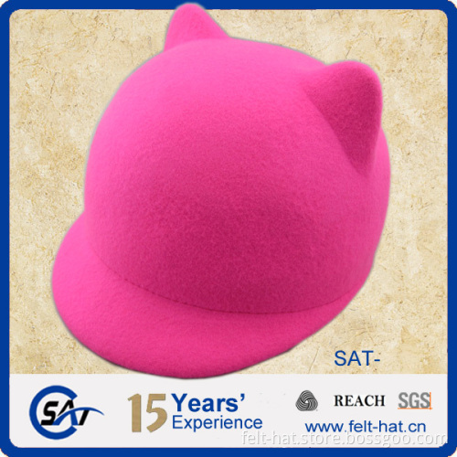 2015 new style fashion cat ears wool felt children hat